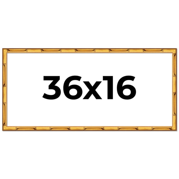 36x16 Frame Gold Bamboo Solid Wood Picture Frame | 1 Inch Moulding Width | Interior Frame Depth