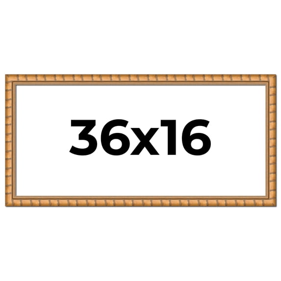 36x16 Frame Gold Real Wood Picture Frame Width 1.5 inches | Interior Frame Depth 0.5 inches |