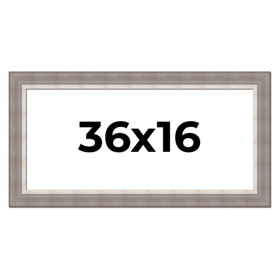 36x16 Frame Grey Real Wood Picture Frame Width 2.75 Inches | Interior Frame Depth 0.5 Inches |
