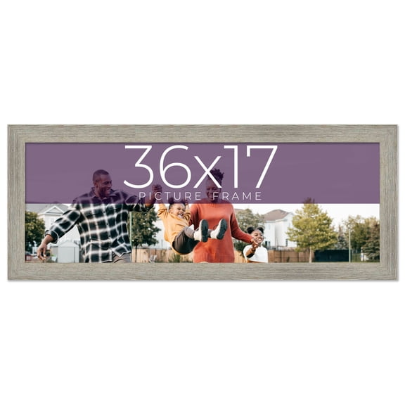 36x17 Frame Grey Real Wood Picture Frame Width 1.5 Inches | Interior Frame Depth 0.5 Inches | Barn