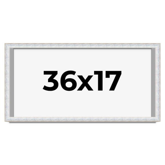 36x17 Shadow Box Frame Silver | 1.625 Inches Deep Real Wood Contemporary Shadowbox Display Frame |