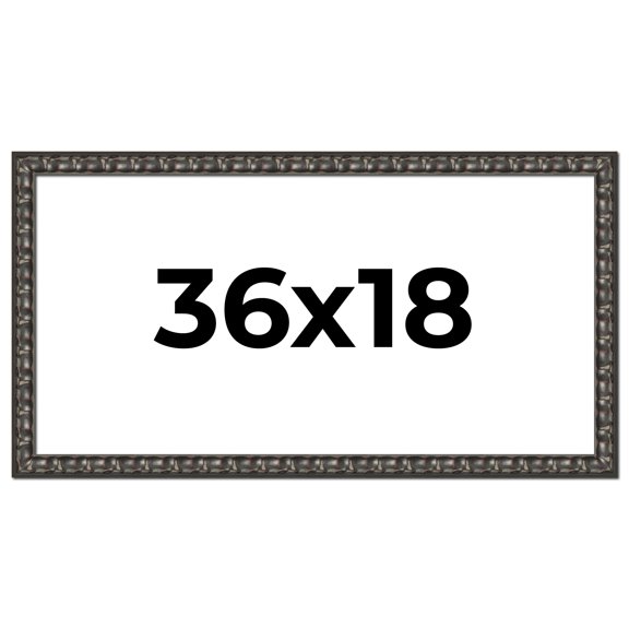 36x18 Frame Black-Brown Medieval Solid Wood Picture Frame | 1.5 Inch Moulding Width | Gotham