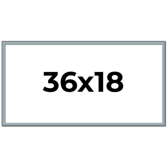 36x18 Frame Blue Scuffed Farm Board Solid Wood Picture Frame Width 0.75 Inches | Interior Depth 0.5