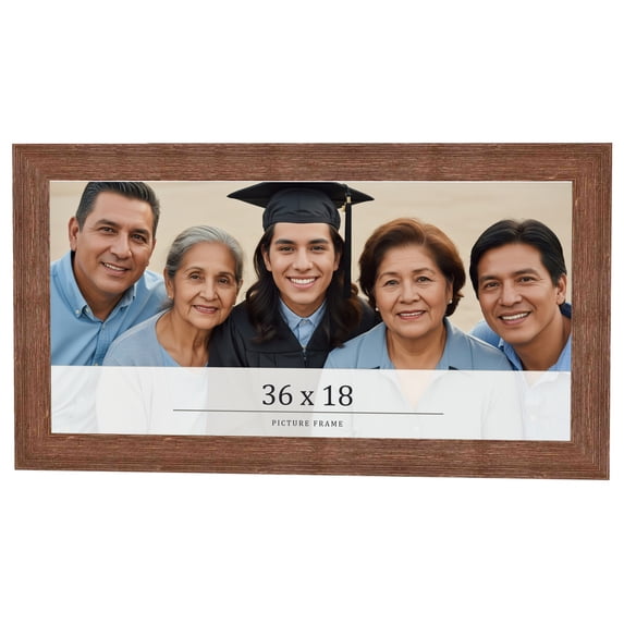 36x18 Frame Brown Farmhouse Solid Wood Picture Frame Width 1.5 Inches | Interior Frame Depth 0.5