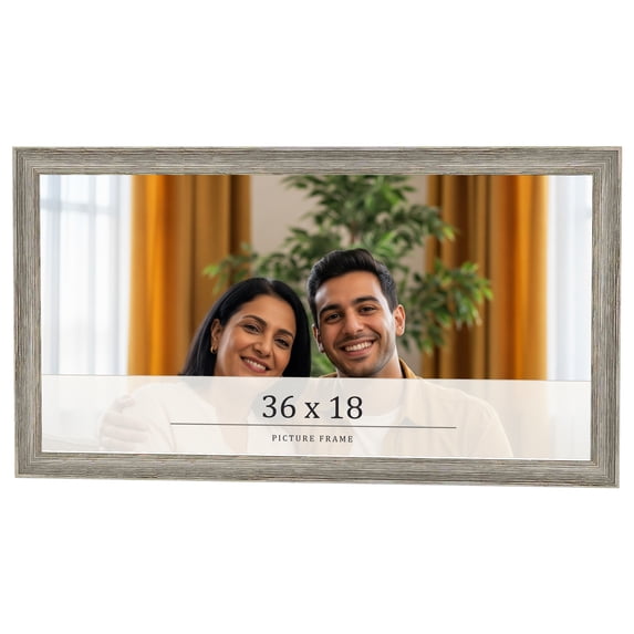 36x18 Frame Grey Solid Wood Picture Frame Width 1 Inches | Interior Frame Depth 0.5 Inches |