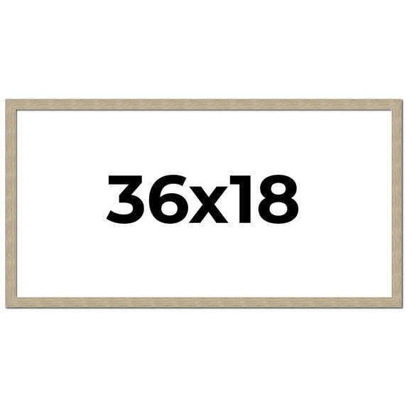 36x18 Frame Grey Solid Wood Picture Frame Width 1 Inches | Interior Frame Depth 0.5 Inches |