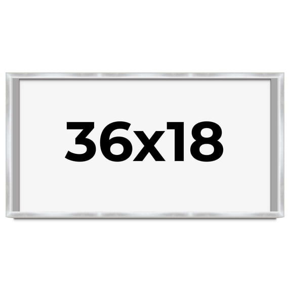 36x18 Frame Silver Whitewashed Wood Grain Solid Wood Shadow Box | 0.75 Inch Moulding Width | 0.75