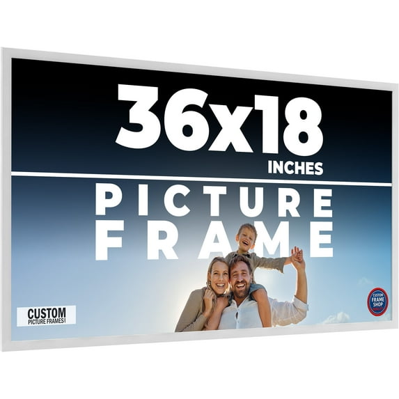 36x18 Frame White Solid Wood Picture Frame Includes UV Acrylic Shatter Guard Front, Acid Free Foam