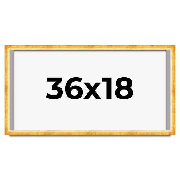 36x18 Shadow Box Frame Gold | 1.625 Inches Deep Real Wood Traditional Shadowbox Display Frame | UV