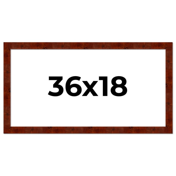 36x18 Walnut Brown Veneer Real Wood Picture Frame Width 1.75 inches | Interior Frame Depth 0.5