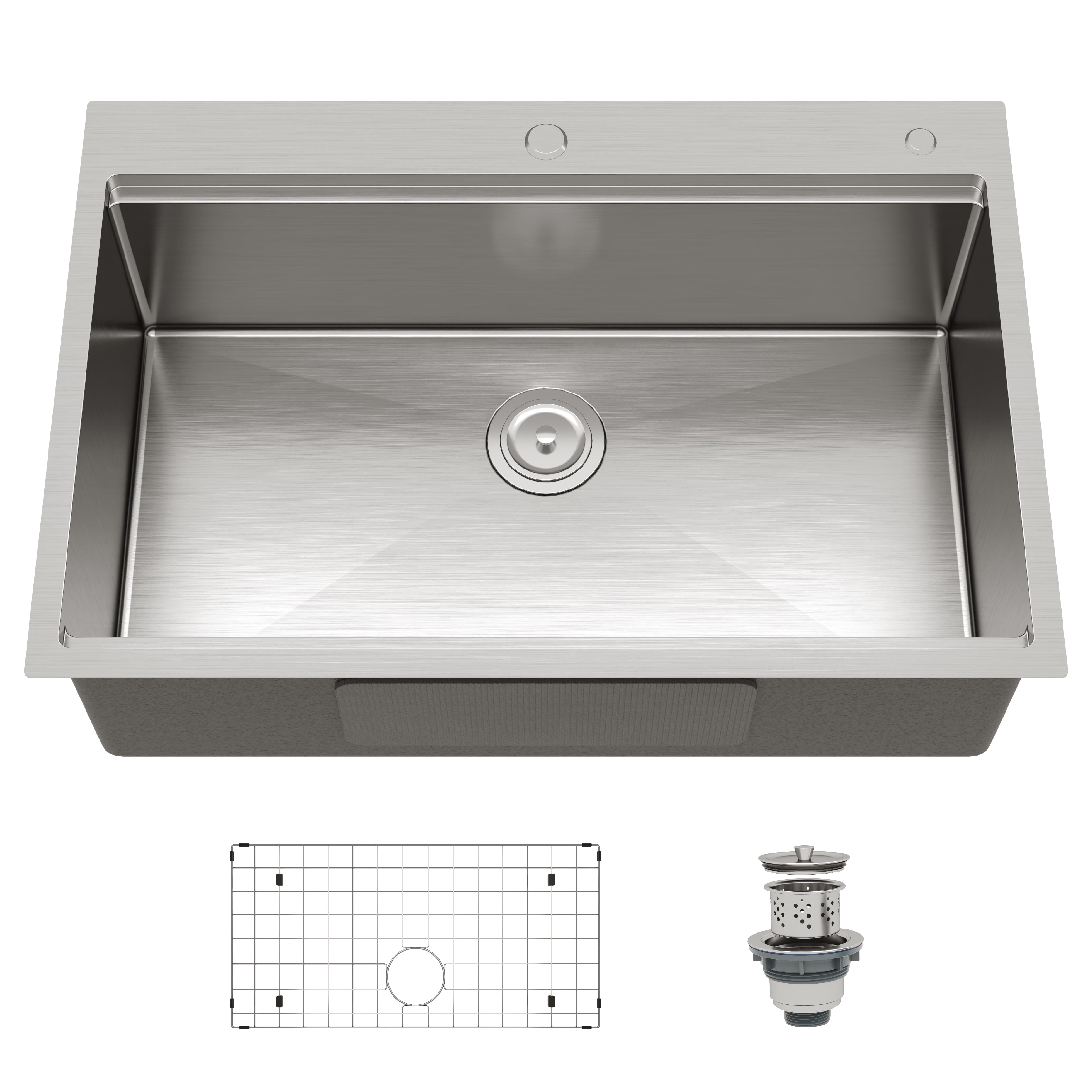 36x19 Inch Undermount Kitchen Sink, Single Bowl with Drainboard Design, 16 Gauge 304 Stainless Steel Construction, 10 Inch Deep, Includes Bottom Grid and Drain Assembly