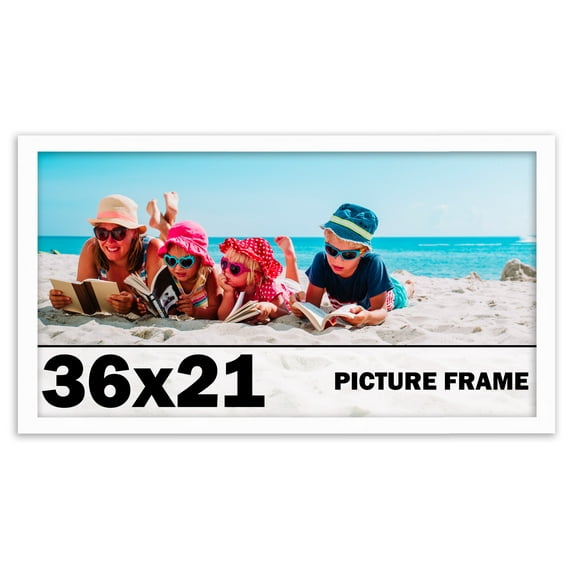 36x21 Frame White Solid Wood Picture Frame Includes UV Acrylic Shatter Guard Front, Acid Free Foam
