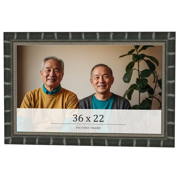 36x22 Frame Black Bamboo Solid Wood Picture Frame Width 1.5 Inches | Interior Frame Depth 0.5