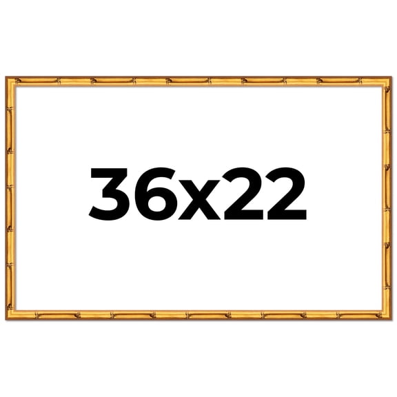 36x22 Frame Gold Bamboo Solid Wood Picture Frame | 0.75 Inch Moulding Width | Interior Frame Depth