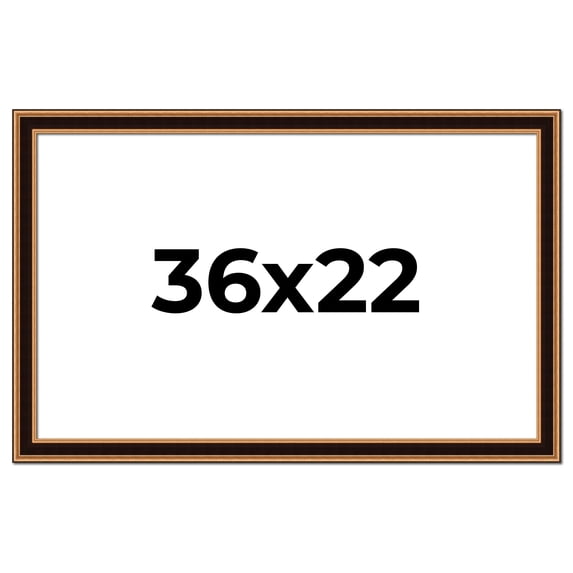 36x22 Frame Gold Brown Plein Air Vintage Solid Wood Picture Frame | 1.75 Inches Moulding Width |