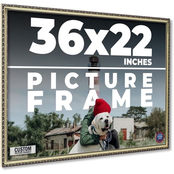 36x22 Frame Silver Solid Wood Picture Frame Width 1.125 Inches | Interior Frame Depth 0.375 Inches