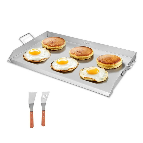 36x22 in Stainless Steel Flat Top Griddle for Gas Grill, Universal BBQ Grill Pan with X-Shaped Reinforcement, Grease Trough, Sidewalls, and Large Cooking Surface for Outdoor Cookware
