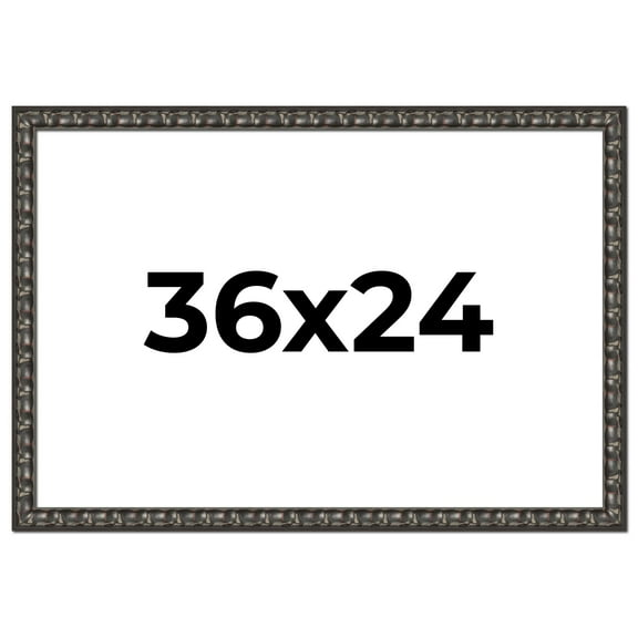 36x24 Frame Black-Brown Medieval Solid Wood Picture Frame | 1.5 Inch Moulding Width | Gotham