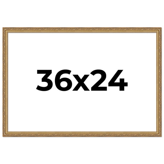36x24 Frame Gold Solid Wood Picture Frame Width 1.25 Inches | Interior Frame Depth 0.375 Inches |