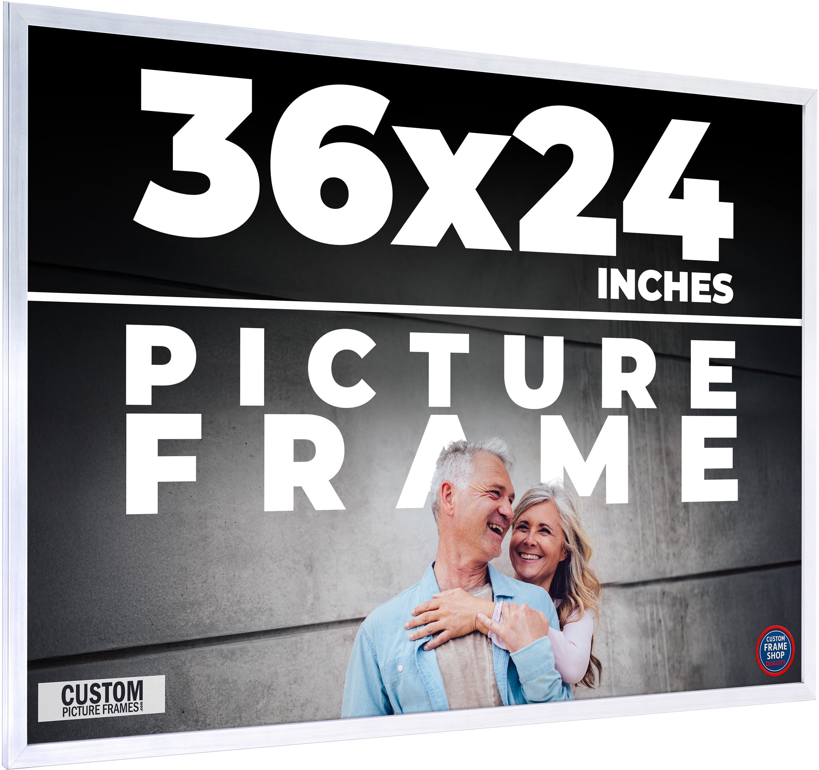 36x24 Frame Silver Stainless Steel Solid Wood Picture Frame | 0.75 Inch ...