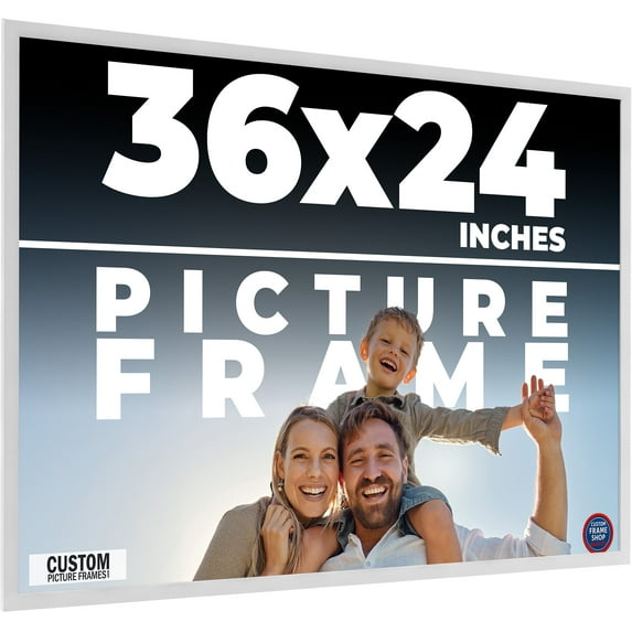 36x24 Frame White Solid Wood Picture Frame Includes UV Acrylic Shatter Guard Front, Acid Free Foam