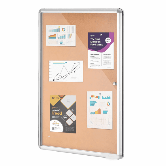 36x24 Lockable Cork Board with Aluminum Frame - Enclosed Bulletin Board with Acrylic Door & Keys - School, Office, Home Wall Display Case