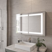 36x24 inch Bathroom Medicine Cabinet with Mirror, Wall Mounted Aluminium body Large Storage Vanity Mirror Cabinet, Anti-Fog Adjustable LED Lights
