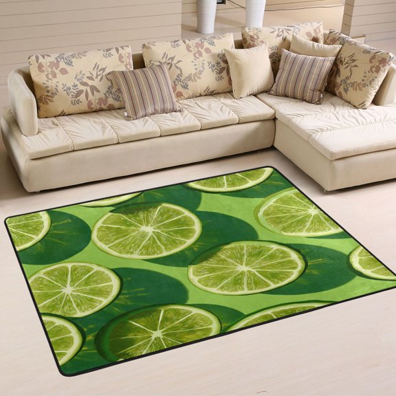 36x24in Area Rug Machine Washable Floor Mats Skid-Resistant Backing Carpet for Home Kitchen Bedroom Lime Slice Image