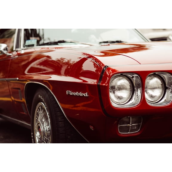 36x24in Poster Pontiac Firebird close up Vintage red