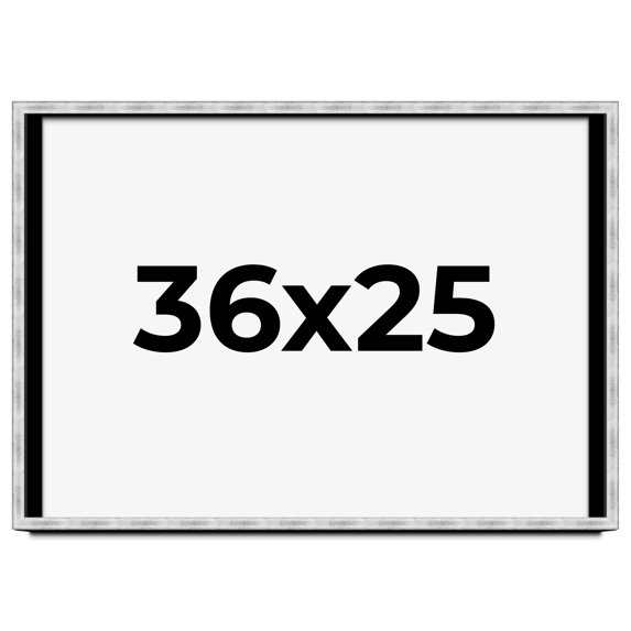 36x25 Frame Brushed Silver Solid Wood Picture Frame | 0.75 Inch Moulding Width | Rabbet Depth 0.75