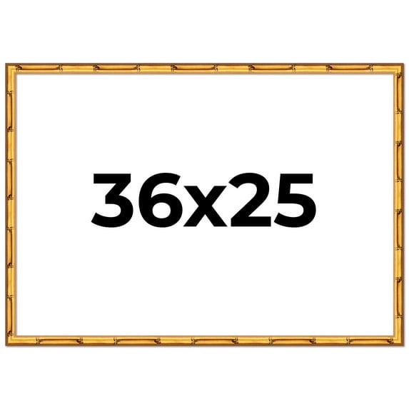 36x25 Frame Gold Bamboo Solid Wood Picture Frame | 1 Inch Moulding Width | Interior Frame Depth