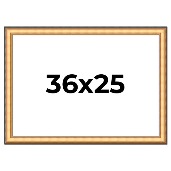 36x25 Frame Gold Plein Aire Solid Wood Picture Frame Width 2 Inches | Interior Frame Depth 0.5