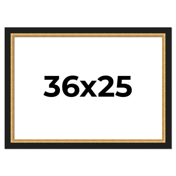 36x25 Frame Gold Real Wood Picture Frame Width 2.25 Inches | Interior Frame Depth 0.5 Inches |