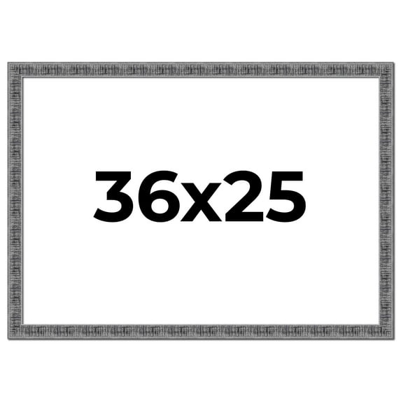 36x25 Frame Silver Black Rustic Sonoma Solid Wood Picture Frame | 1.5 Inch Moulding Width |