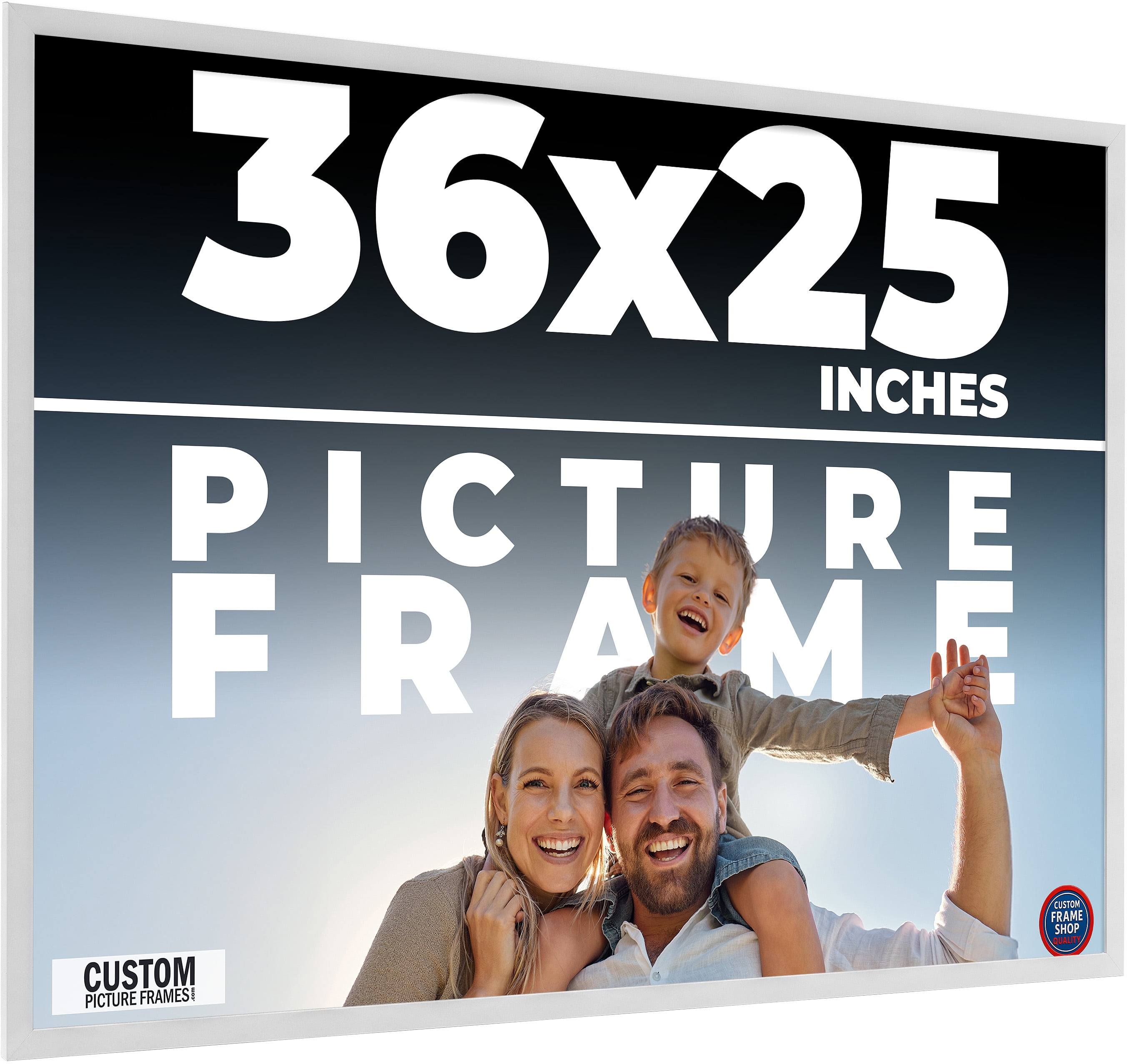36x25 Frame White Solid Wood Picture Frame Includes UV Acrylic