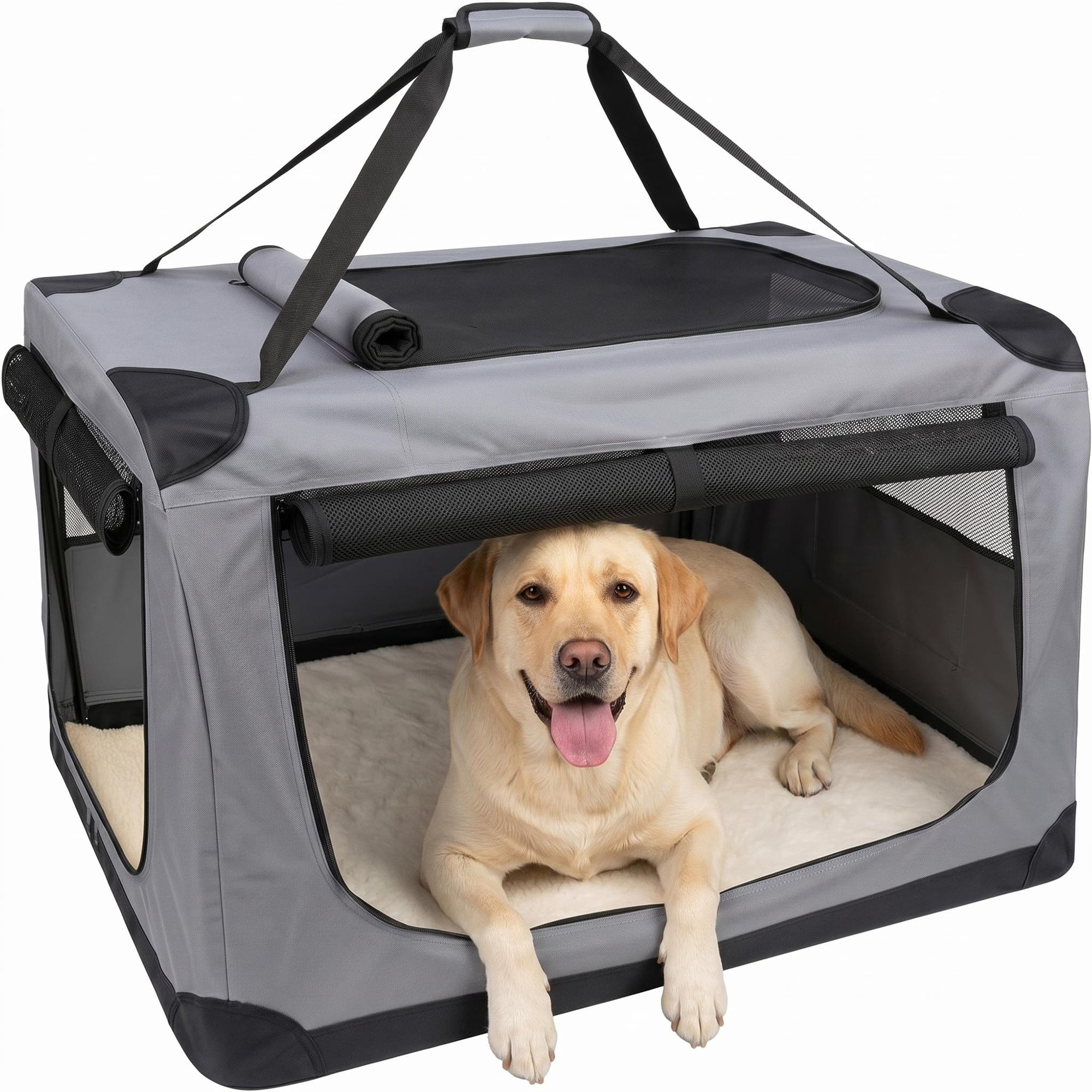 36x25x25 Inch Soft Dog Crate for Large Dogs – Portable 3-Door ...