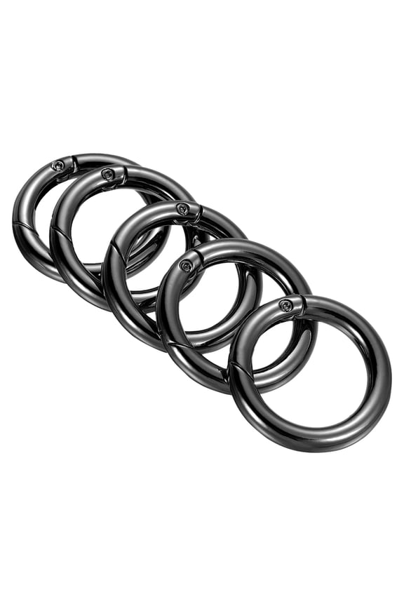 36x25x5.5mm Round Zinc Alloy Spring Gate O Ring Snap Clip Buckle, Black 5 Pack