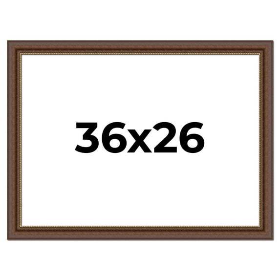 36x26 Copper and Brown Real Wood Picture Frame Width 2 inches | Interior Frame Depth 0.5 inches |