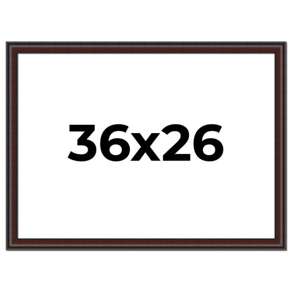 36x26 Frame Brown Round Mahogany Solid Wood Picture Frame | 1.625 Inch Moulding Width | with UV