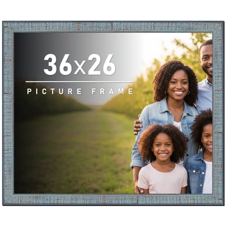 36x26 Frame Rustic Sky Blue Solid Wood Picture Frame | 0.75 Inch Moulding Width |Includes UV