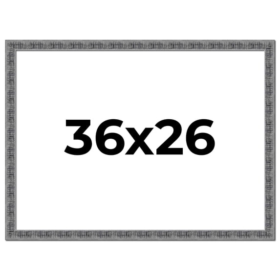 36x26 Frame Silver Black Rustic Sonoma Solid Wood Picture Frame | 1.5 Inch Moulding Width |