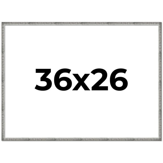 36x26 Frame Silver Grey Distressed Solid Wood Picture Frame | 0.75 Inch Moulding Width | Interior