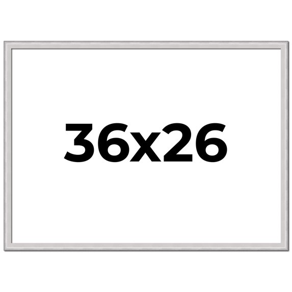 36x26 Frame Silver Inner Slope Bevel Picture Frame | 1 Inch Moulding Width | 0.75 Inch Rabbet Depth