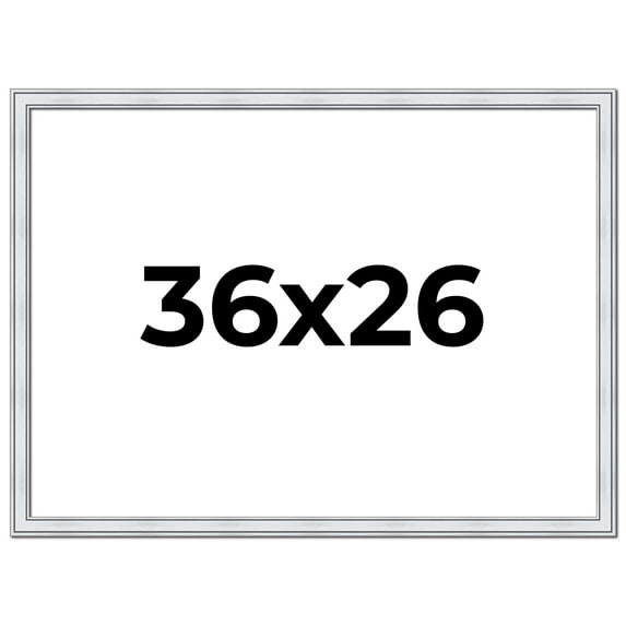 36x26 Frame Sterling Silver Solid Wood Picture Frame | 1.25 Inch Moulding Width | 0.75 Inch