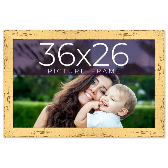 36x26 Frame Yellow Real Wood Picture Frame Width 1.25 inches | Interior Frame Depth 0.5 inches |