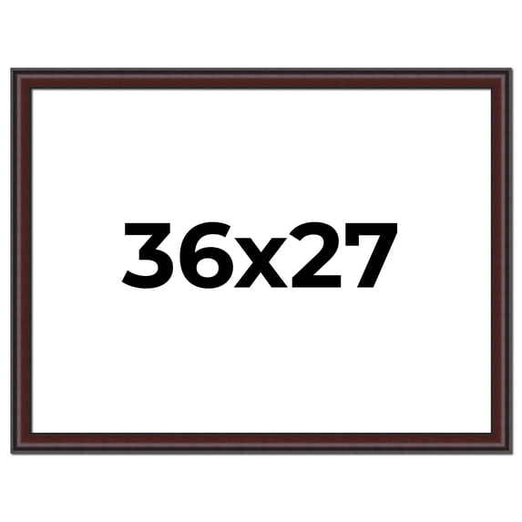 36x27 Frame Brown Round Mahogany Solid Wood Picture Frame | 1.625 Inch Moulding Width | with UV