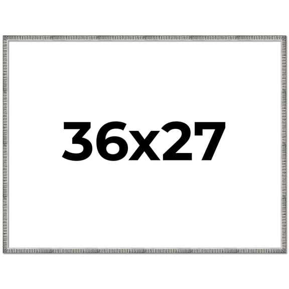 36x27 Frame Silver Grey Distressed Solid Wood Picture Frame | 0.75 Inch Moulding Width | Interior