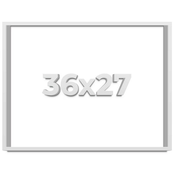 36x27 Shadow Box Frame White | 1 Inches Deep Real Wood Contemporary Shadowbox Display Frame | UV