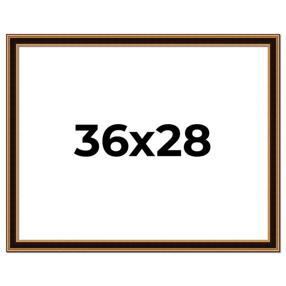 36x28 Frame Gold Brown Plein Air Vintage Solid Wood Picture Frame | 1.75 Inches Moulding Width |