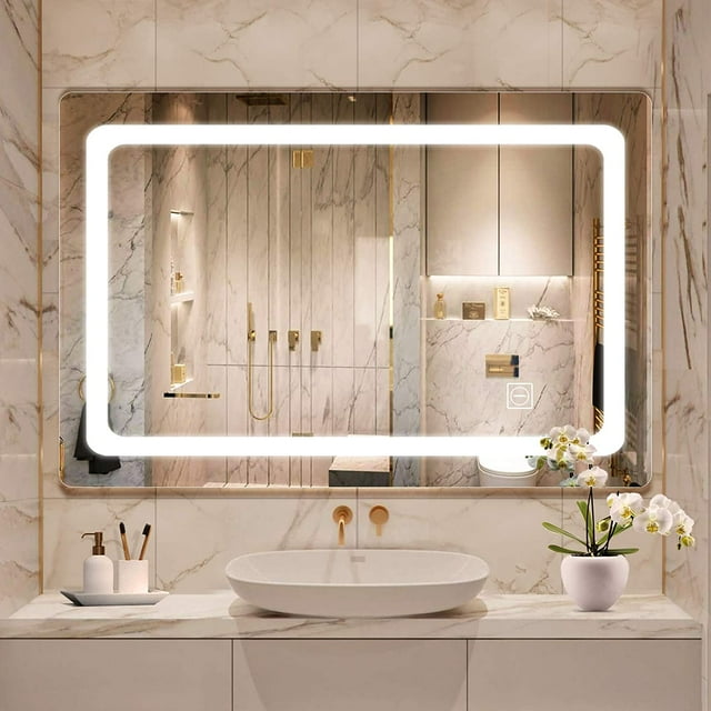 36x28 Inch LED Bathroom Mirror Dimmable IP44 Waterproof, Bathroom